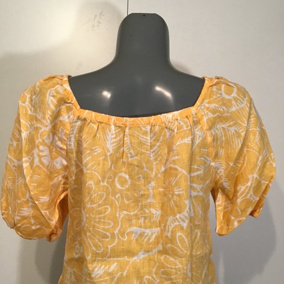 Talbots Square Neck Linen Top in Leafy Tropical Print Size M - Picture 5 of 14
